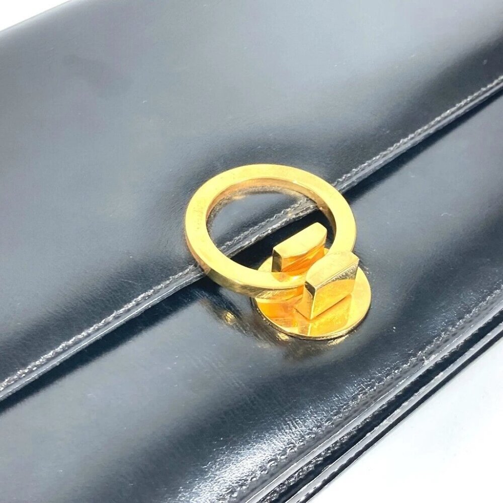 HERMES vintage Ring Do Hand Bag Flap Shoulder Bag Bock Scarf Black/GoldHardware - Picture 9 of 15